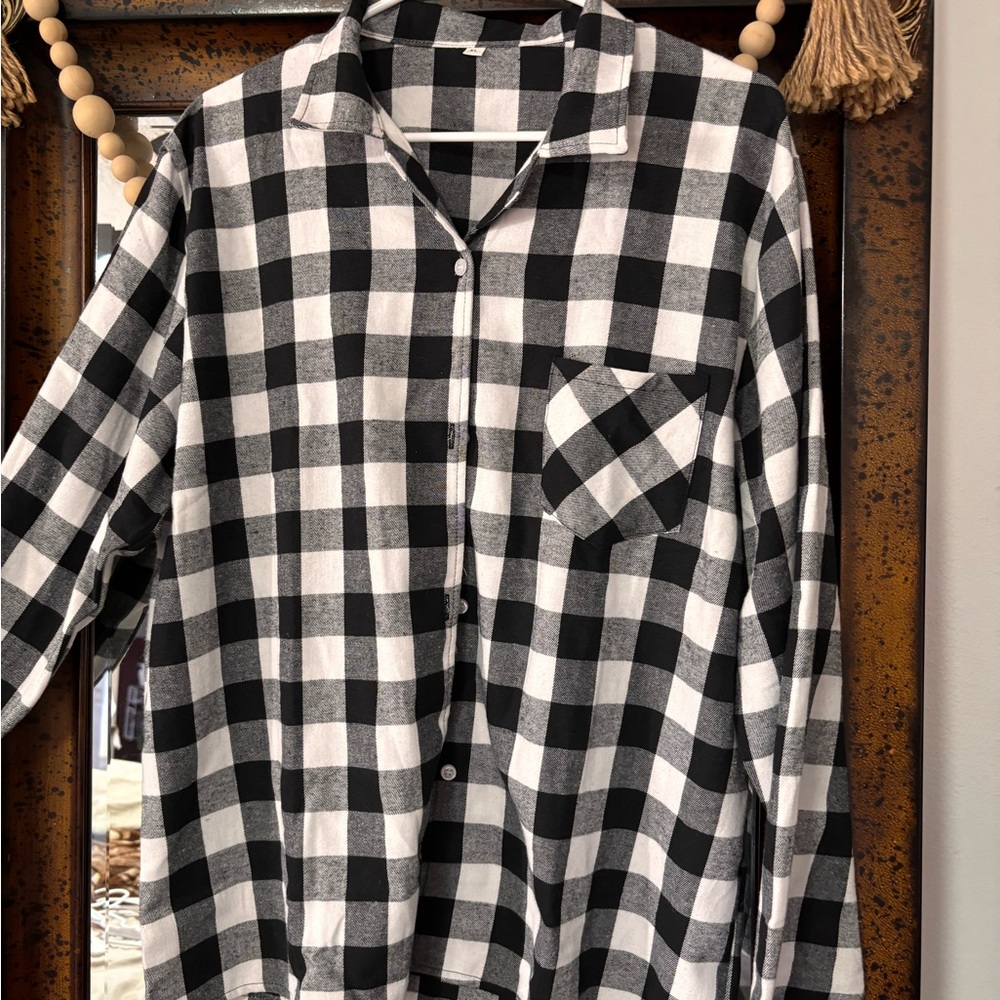 Classic Black and White Plaid Shirt